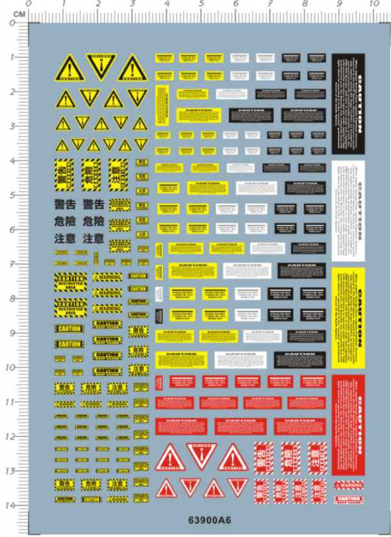 Model Kit Water Decal - Advertência, Cuidado, Perigo: Adesivo de Escorregador
