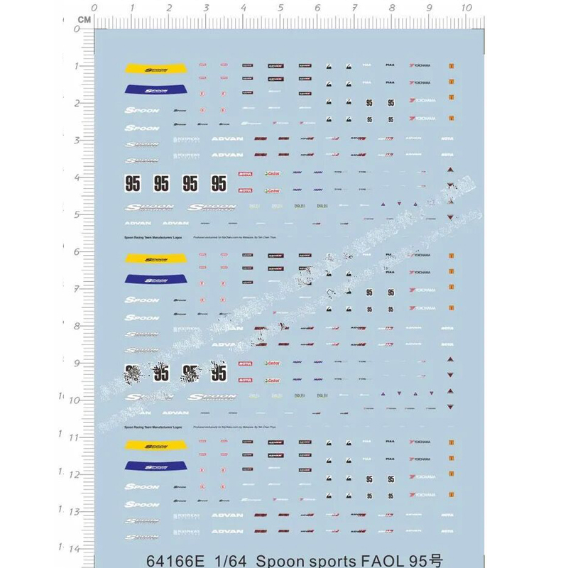 Model Kit Water Decal - 1/64 colher esportiva Faol 95 modelo